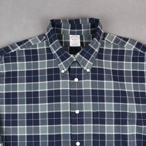 Brooks Brothers Regent Shirt Mens Size XXL Blue Plaid Flannel Cotton Button Down